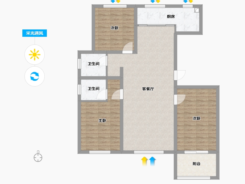 河北省-沧州市-金都小区-110.15-户型库-采光通风