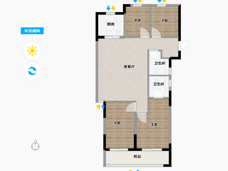 浙江省-杭州市-翠语彩虹里-103.82-户型库-采光通风