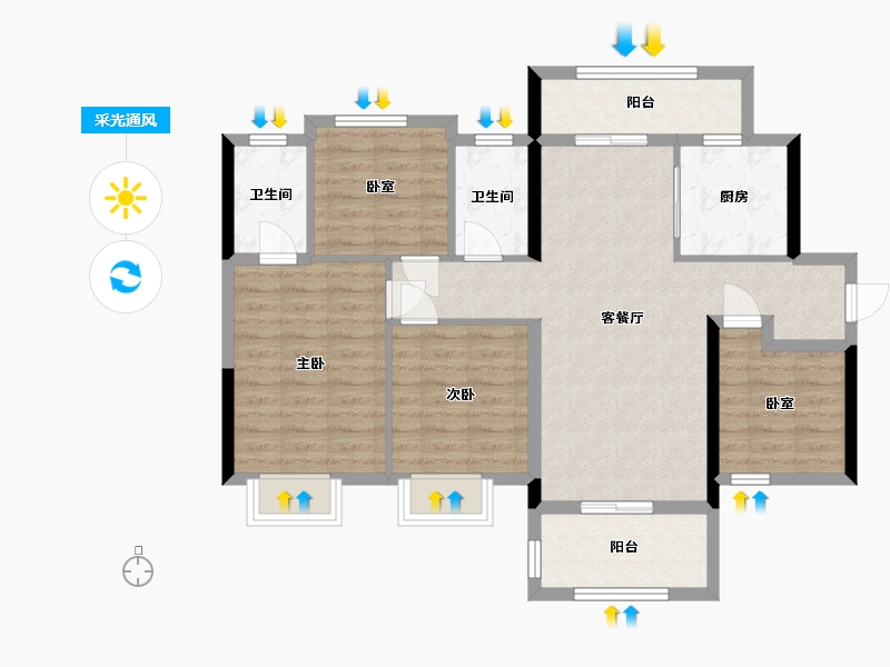 广西壮族自治区-南宁市-龙光玖珑湾-96.00-户型库-采光通风