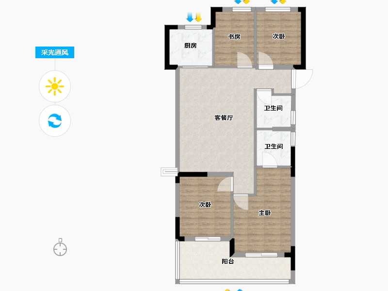 浙江省-杭州市-荷禹宸府-97.53-户型库-采光通风