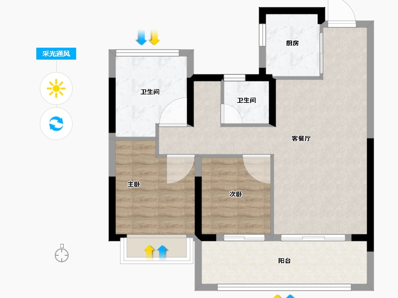 安徽省-合肥市-招商雍润府-71.01-户型库-采光通风