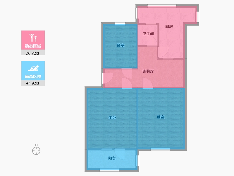 陕西省-西安市-华陆经九路小区-80.00-户型库-动静分区