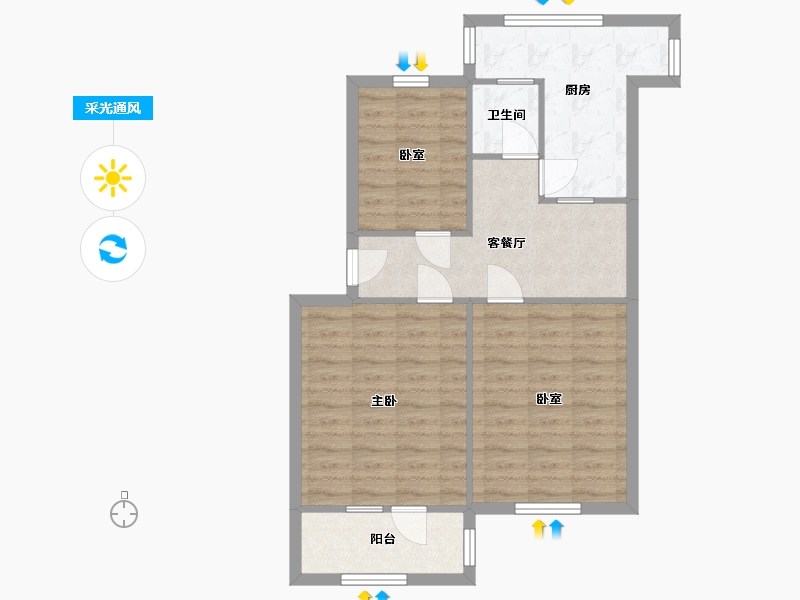 陕西省-西安市-华陆经九路小区-80.00-户型库-采光通风