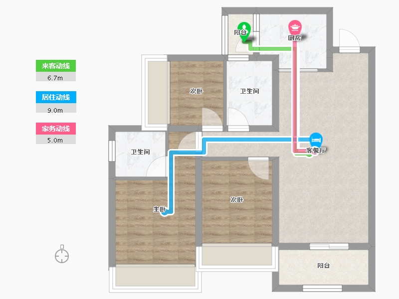 重庆-重庆市-华远海蓝城-78.72-户型库-动静线