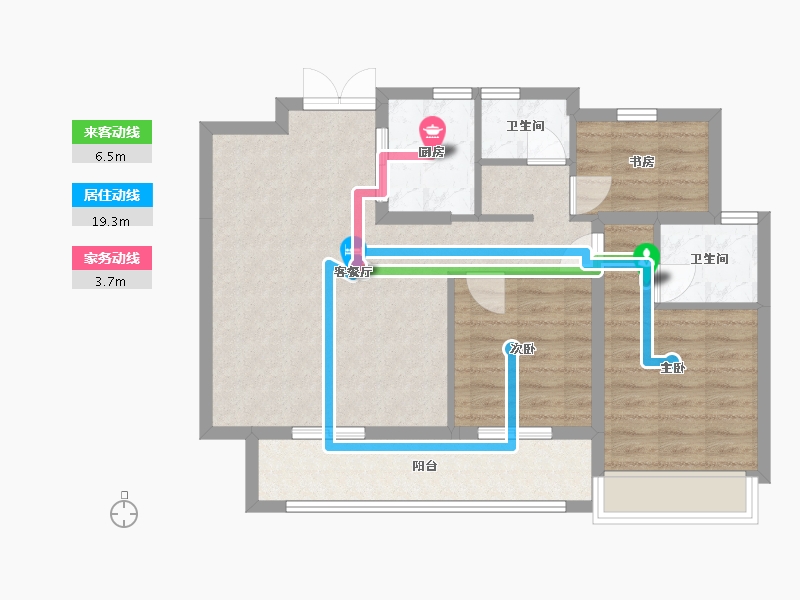 浙江省-温州市-龙港新鸿未来城-86.40-户型库-动静线