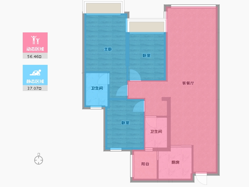 广东省-揭阳市-唐商中央花园-89.92-户型库-动静分区