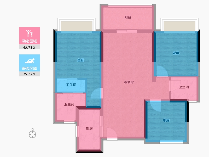 浙江省-温州市-金誉府b区-72.00-户型库-动静分区