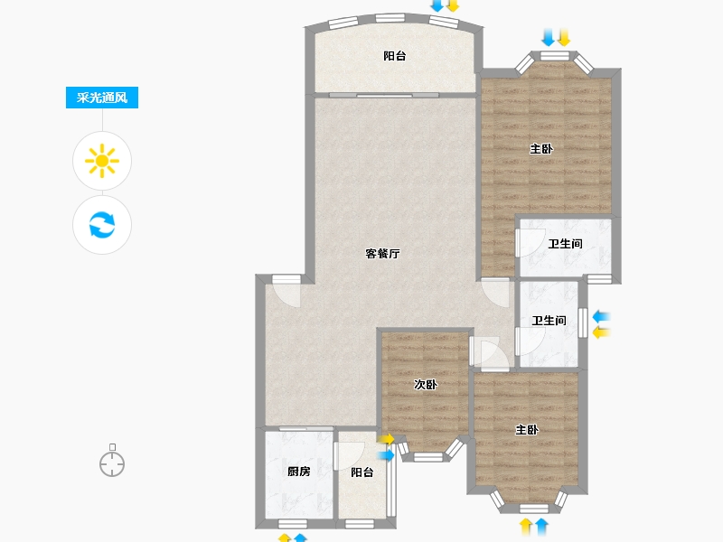 四川省-成都市-怡丰花园-88.06-户型库-采光通风