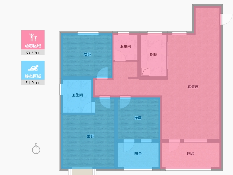 山东省-青岛市-梧桐苑-101.60-户型库-动静分区