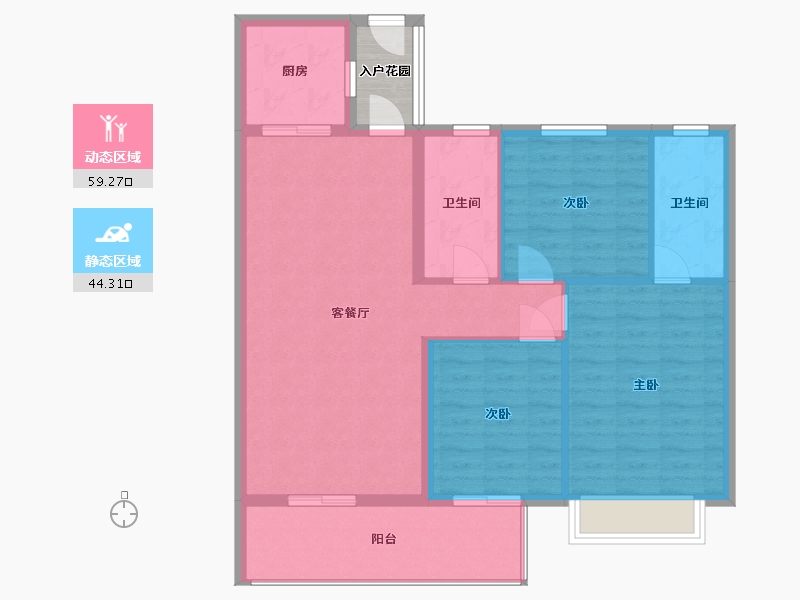 湖北省-咸宁市-东方御府-98.40-户型库-动静分区