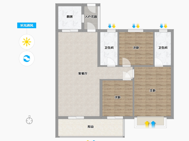 湖北省-咸宁市-东方御府-98.40-户型库-采光通风