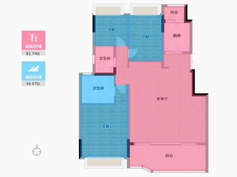 重庆-重庆市-铂悦滨江-112.00-户型库-动静分区