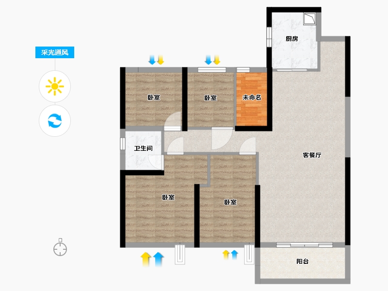 河南省-漯河市-漯河碧桂园-102.79-户型库-采光通风