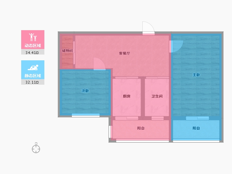 北京-北京市-自来水宿舍楼-74.19-户型库-动静分区