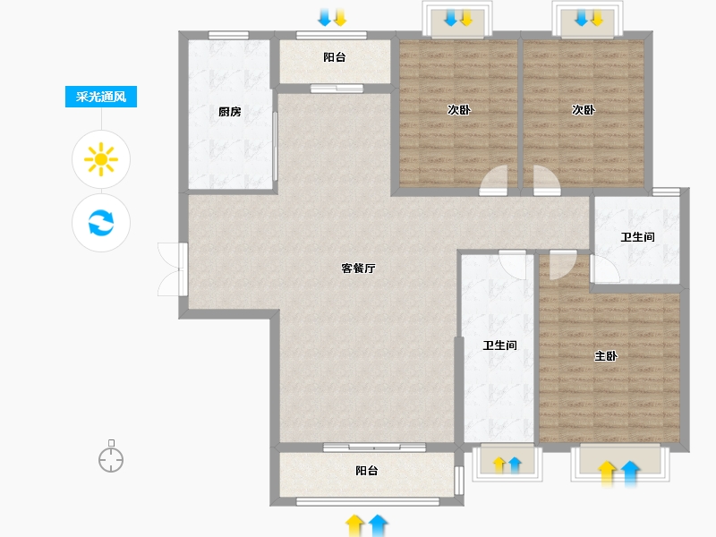 福建省-泉州市-溜溪花园-141.00-户型库-采光通风