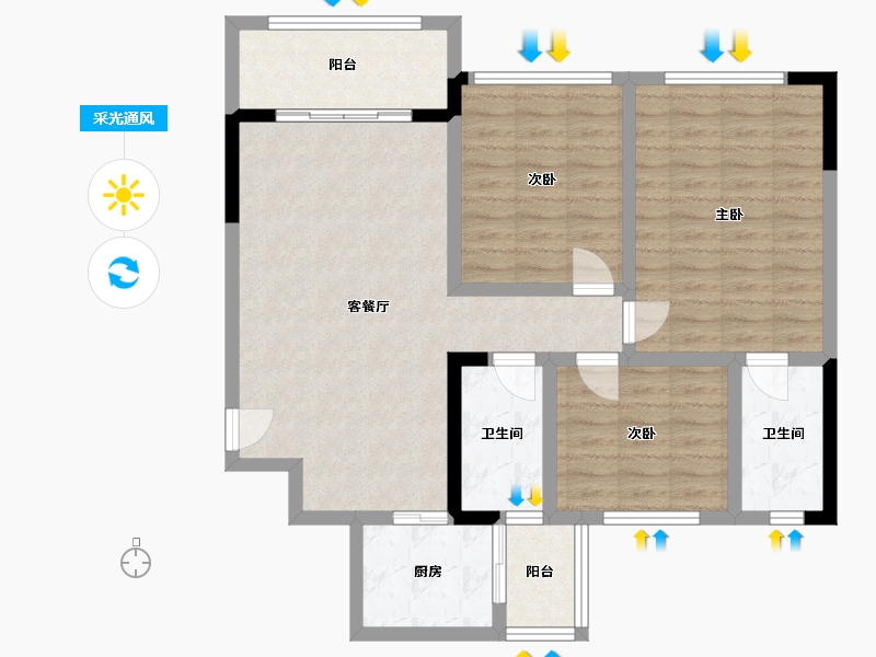 四川省-遂宁市-江山原筑-96.00-户型库-采光通风