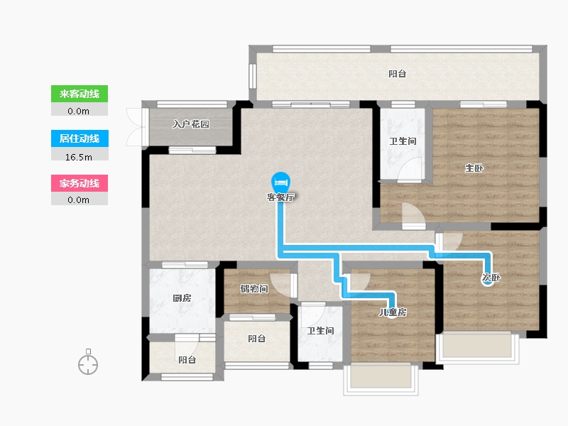 贵州省-黔西南布依族苗族自治州-桔园华府-130.00-户型库-动静线