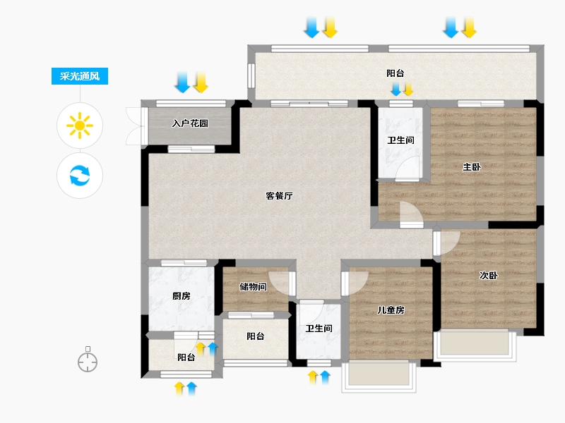 贵州省-黔西南布依族苗族自治州-桔园华府-130.00-户型库-采光通风