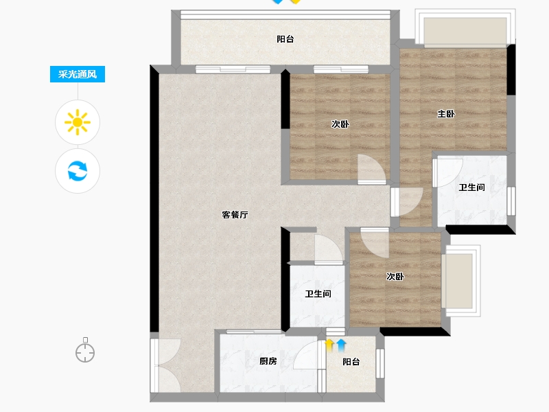 重庆-重庆市-钰园-81.50-户型库-采光通风