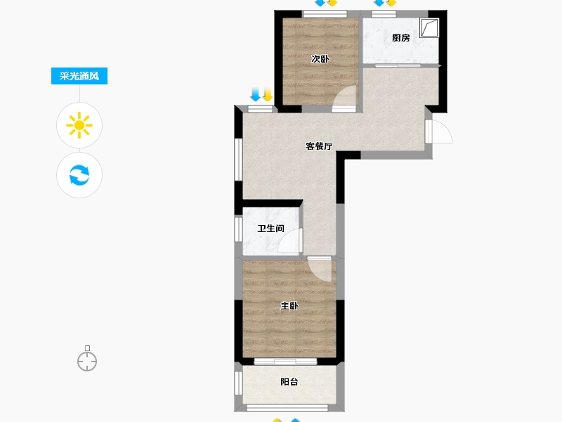 浙江省-杭州市-沁香公寓-52.00-户型库-采光通风