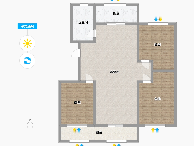 山东省-潍坊市-名仕豪庭-121.10-户型库-采光通风