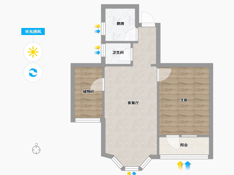 北京-北京市-枣营西里-47.89-户型库-采光通风