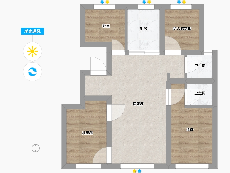 内蒙古自治区-赤峰市-星悦湾 -100.00-户型库-采光通风