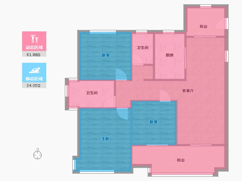 浙江省-宁波市-聚江苑-87.20-户型库-动静分区