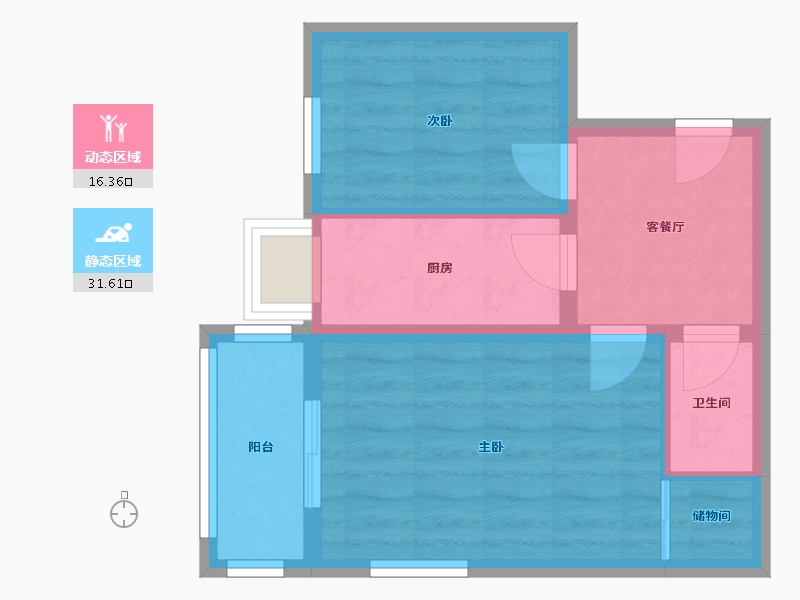 北京-北京市-玉林里-41.60-户型库-动静分区