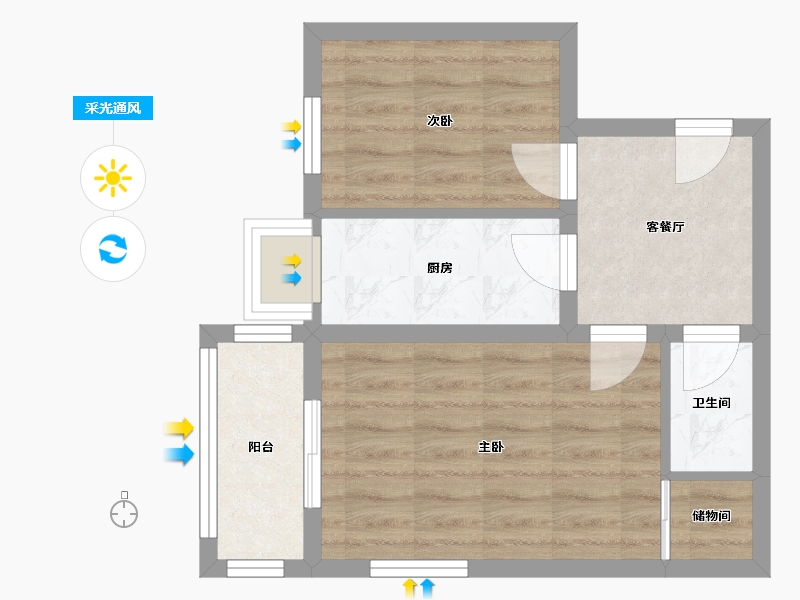 北京-北京市-玉林里-41.60-户型库-采光通风