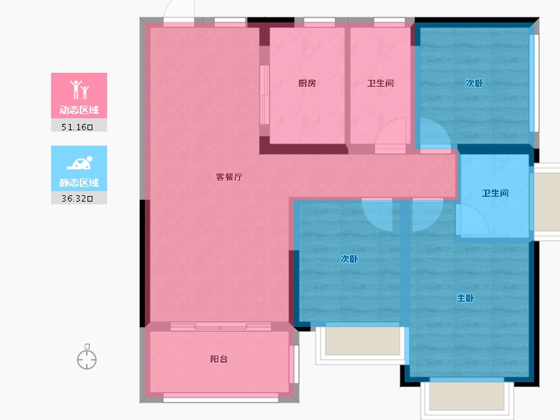 湖南省-长沙市-润和-87.20-户型库-动静分区