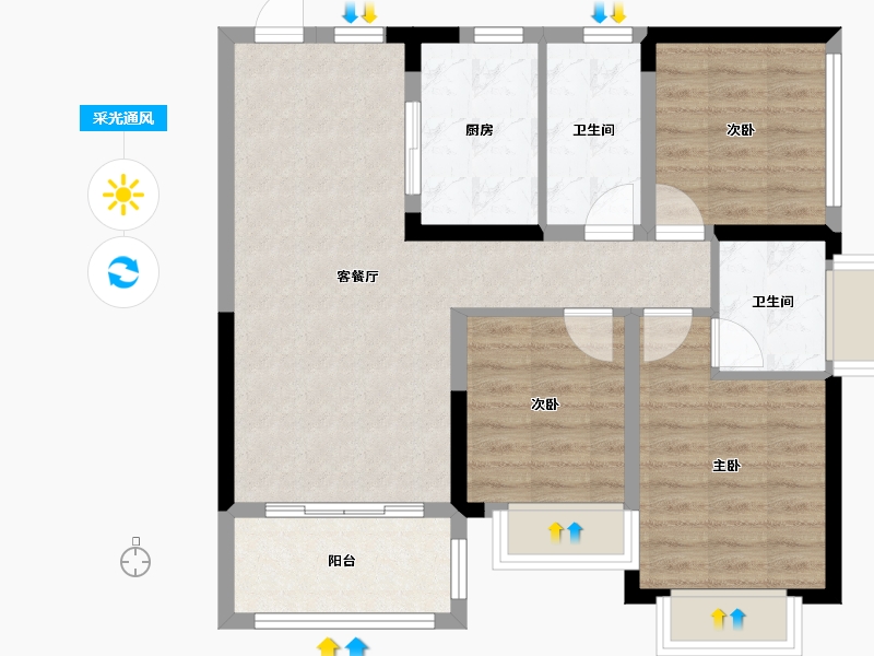 湖南省-长沙市-润和-87.20-户型库-采光通风