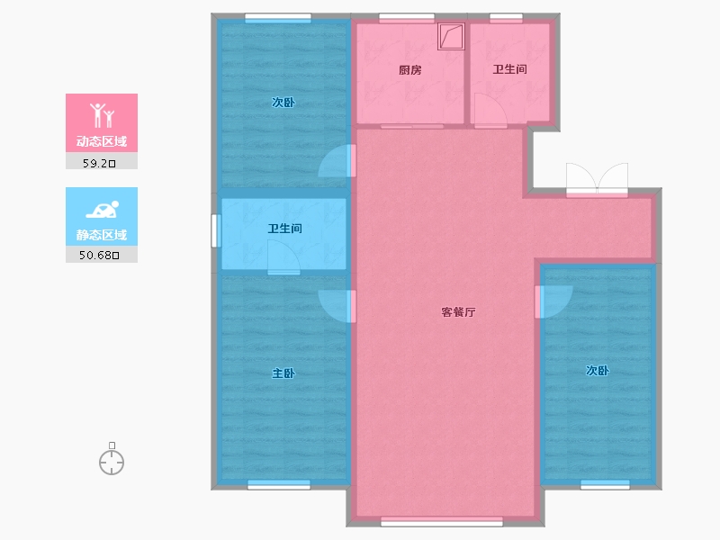 辽宁省-盘锦市-长安华府-111.10-户型库-动静分区