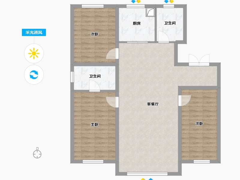 辽宁省-盘锦市-长安华府-111.10-户型库-采光通风