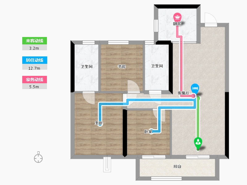 湖北省-武汉市-中建星光城-85.95-户型库-动静线