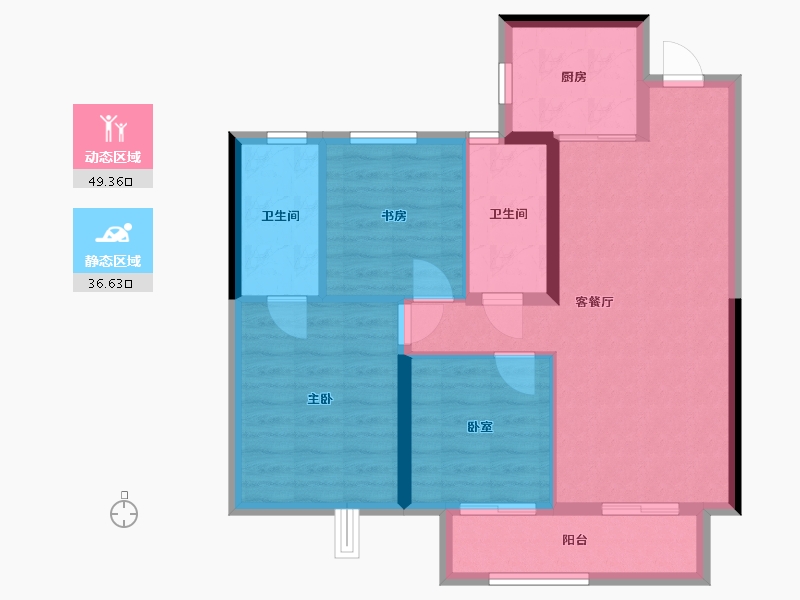 湖北省-武汉市-中建星光城-85.95-户型库-动静分区