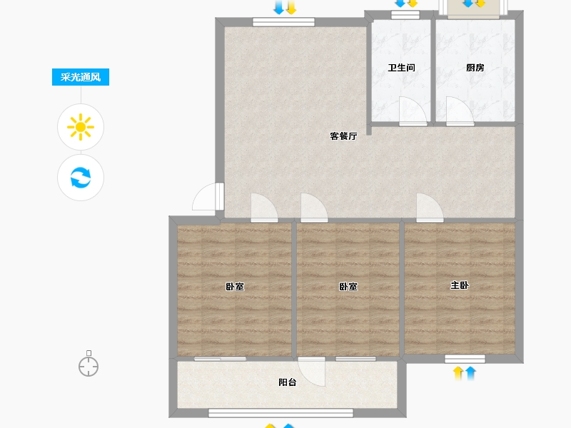 山东省-潍坊市-新华印刷厂北宿舍-3栋-85.60-户型库-采光通风