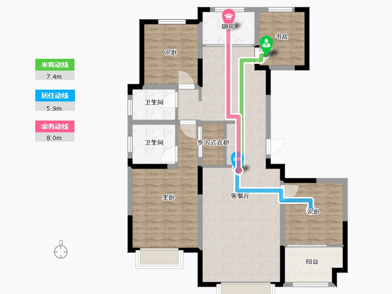 山东省-潍坊市-滨投紫玉兰亭-109.60-户型库-动静线