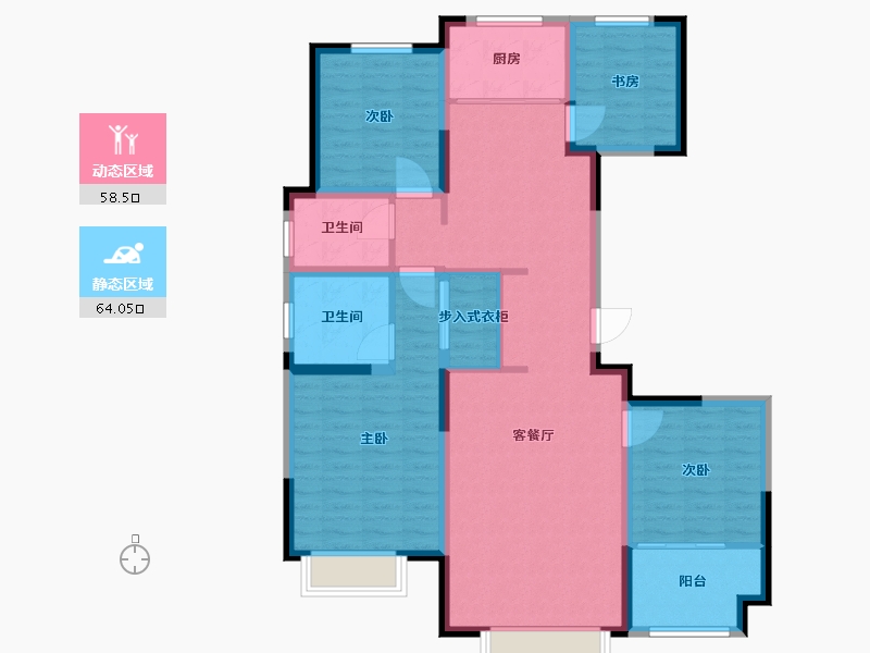 山东省-潍坊市-滨投紫玉兰亭-109.60-户型库-动静分区