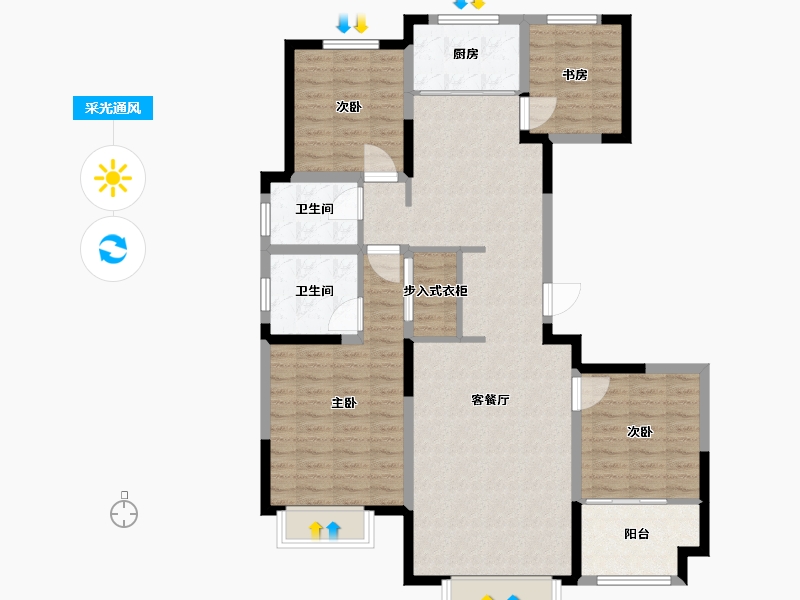 山东省-潍坊市-滨投紫玉兰亭-109.60-户型库-采光通风