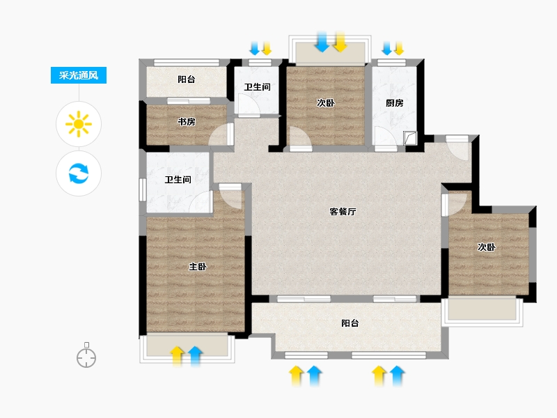 安徽省-六安市-龙湖郡-102.40-户型库-采光通风