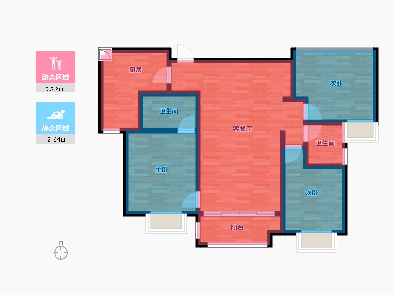 四川省-成都市-金地悦澜道-87.60-户型库-动静分区