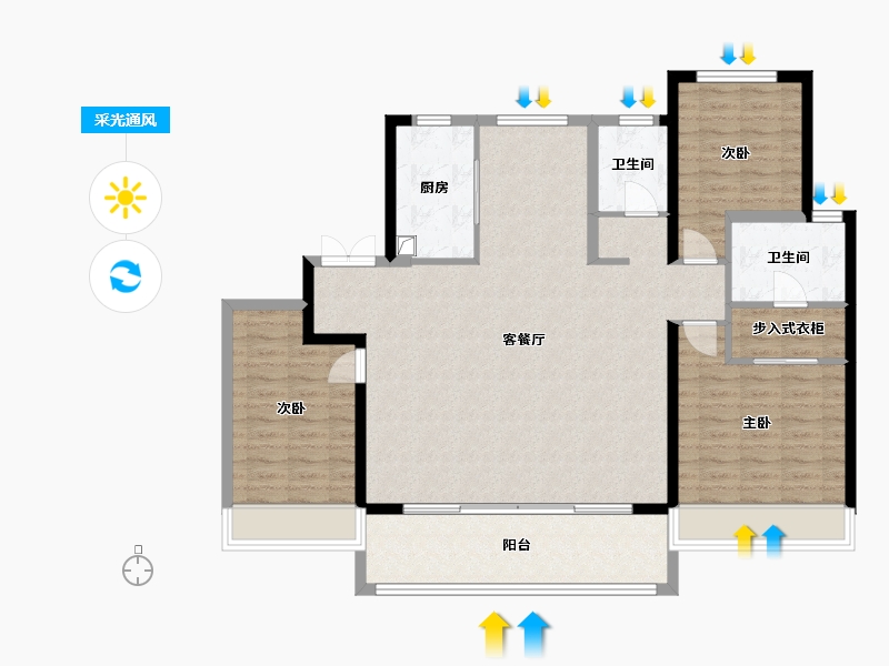 河南省-郑州市-郑州华侨城-120.00-户型库-采光通风