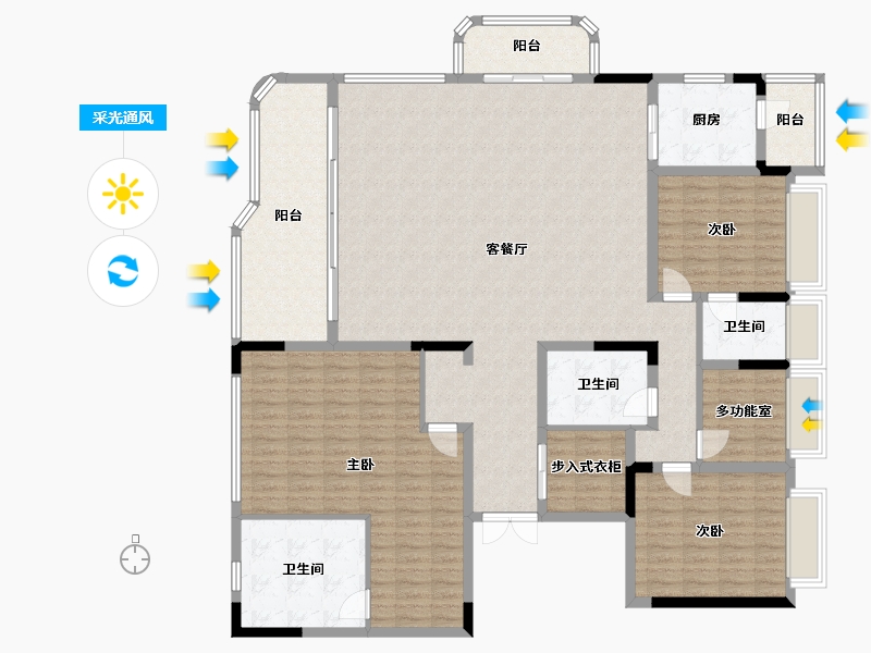 重庆-重庆市-铂悦滨江-184.00-户型库-采光通风