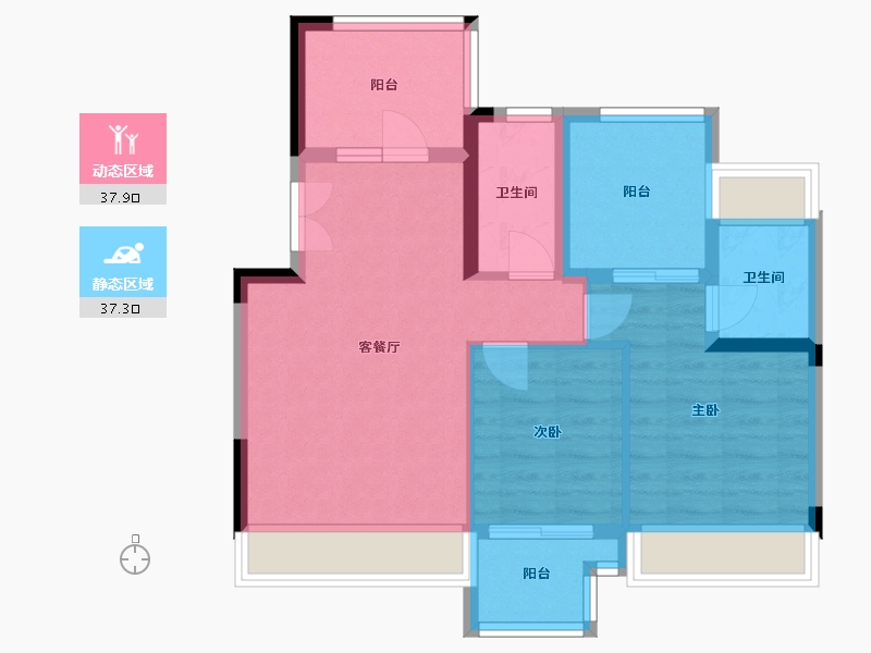 广西壮族自治区-南宁市-荣和大地二组团-78.78-户型库-动静分区