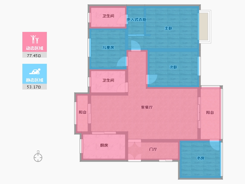 新疆维吾尔自治区-伊犁哈萨克自治州-金域蓝湾-111.68-户型库-动静分区