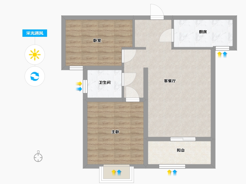 河南省-新乡市-四季城-64.00-户型库-采光通风