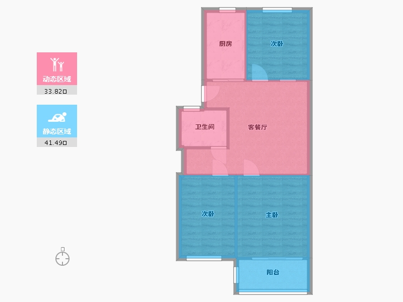 江苏省-南京市-紫竹林3号小区-70.66-户型库-动静分区