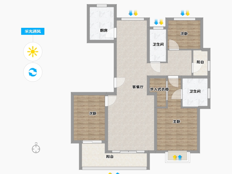 江苏省-无锡市-融创·熙园-112.00-户型库-采光通风