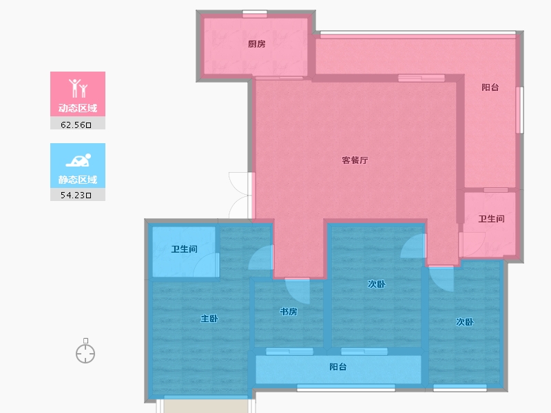 浙江省-杭州市-龙大江景府-111.38-户型库-动静分区